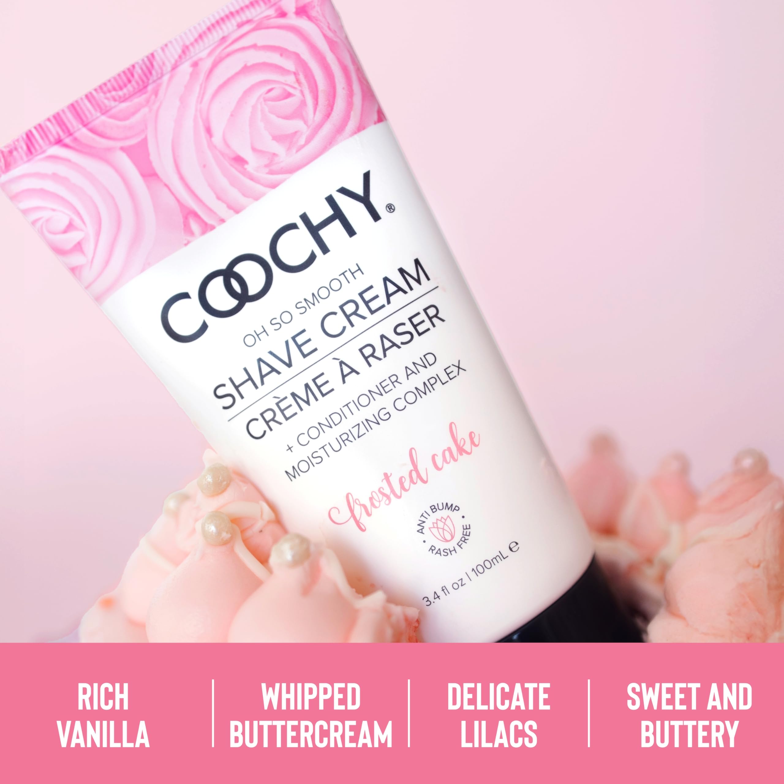 Coochy Shave Cream con jojoba cuida la piel durante el uso diario.