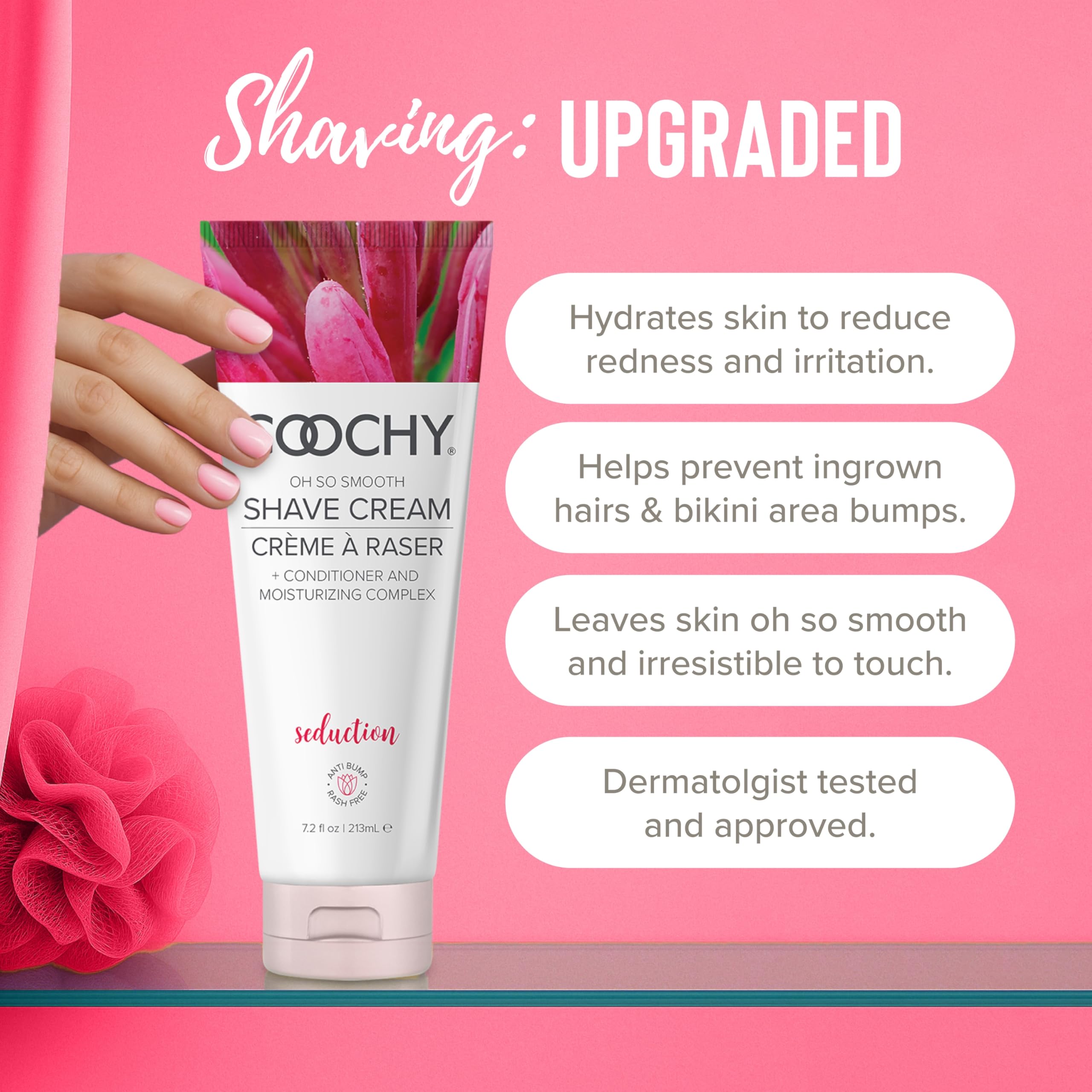 Coochy crema de afeitar, textura hidratante suave para un afeitado cómodo.
