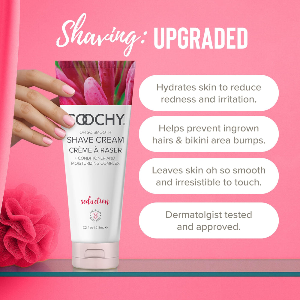 Coochy crema de afeitar, textura hidratante suave para un afeitado cómodo.