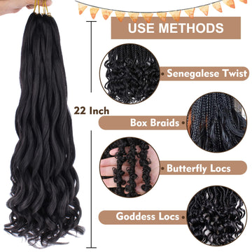 COOKOO estilo boho con trenzas francesas de 22in negro natural.