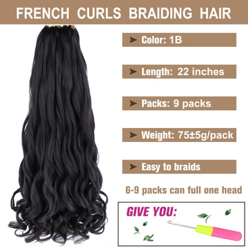 COOKOO rizos suaves para trenzas de 22in en negro 1b.