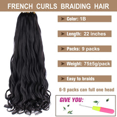 COOKOO rizos suaves para trenzas de 22in en negro 1b.