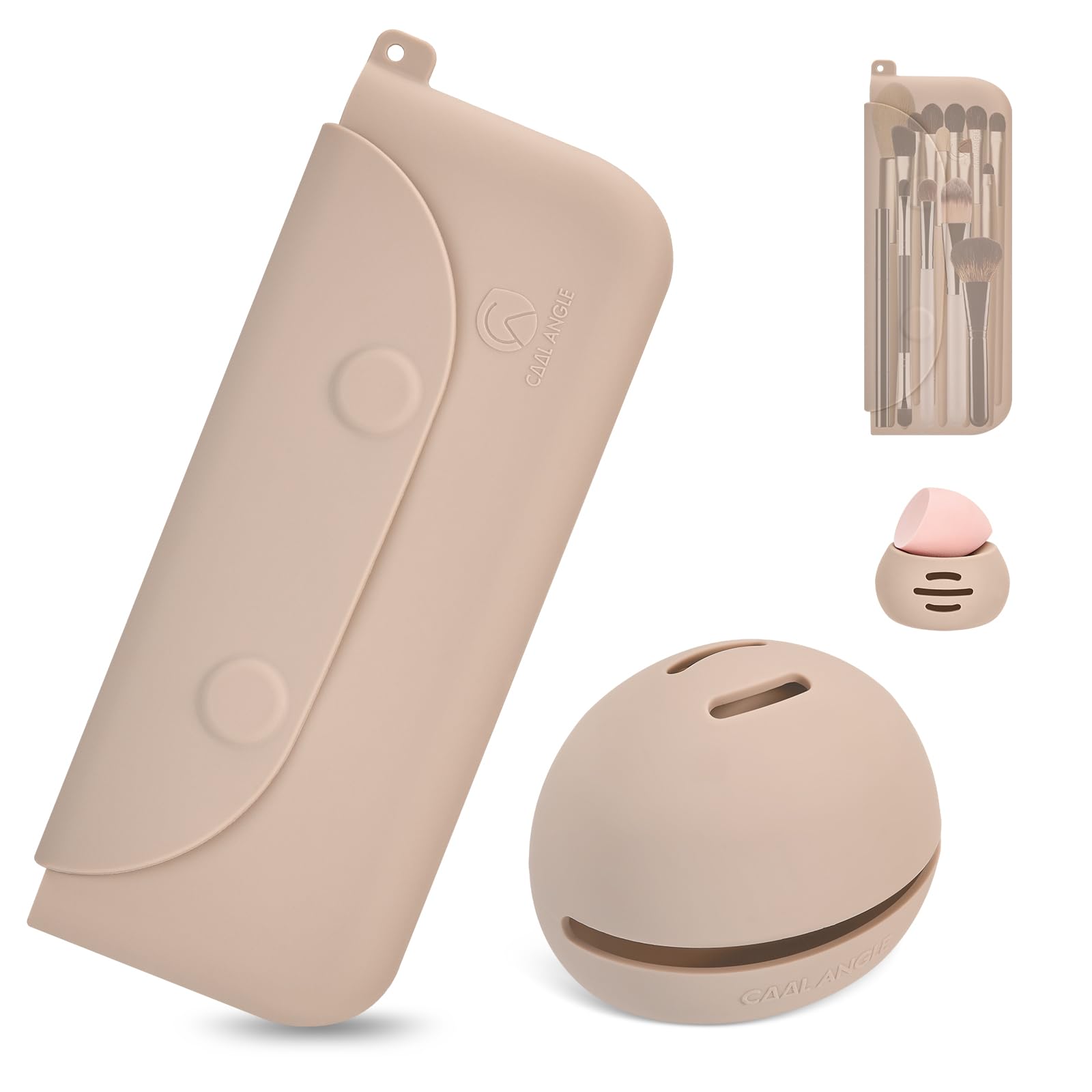 COOL-ANGLE estuche silicona para brochas de maquillaje, mantiene higiene y fácil acceso.