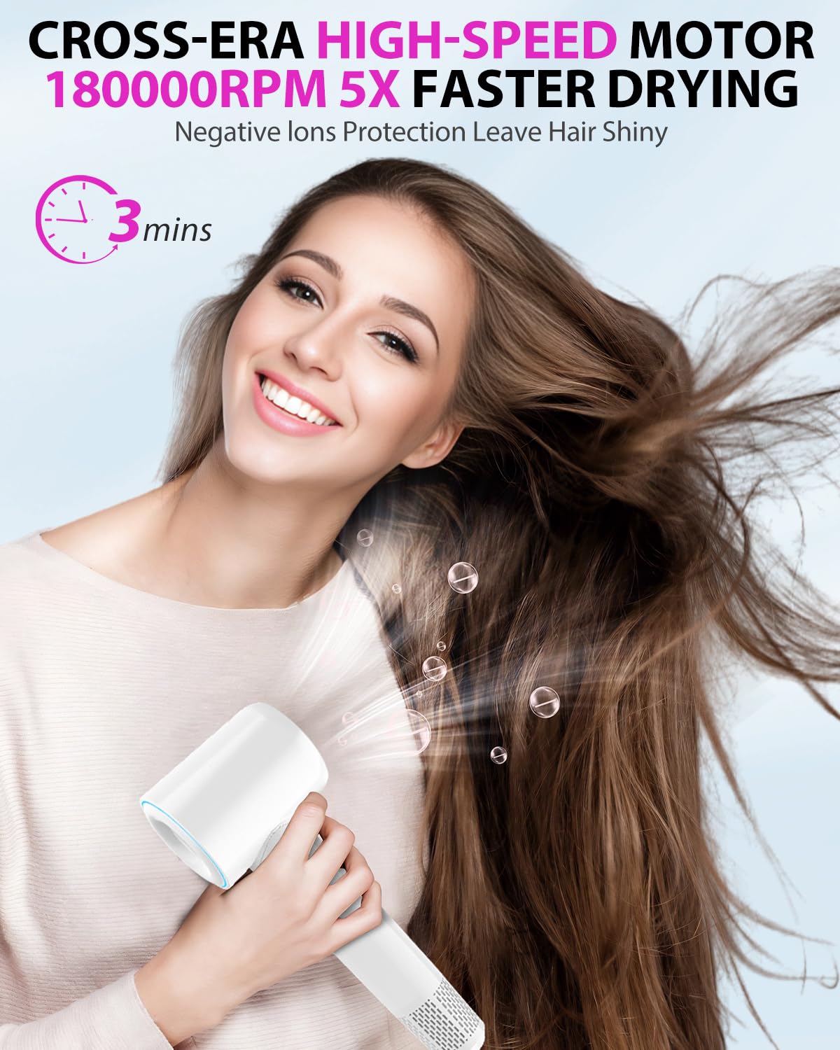 Coolpub secador de pelo con iones negativos para cabello suave