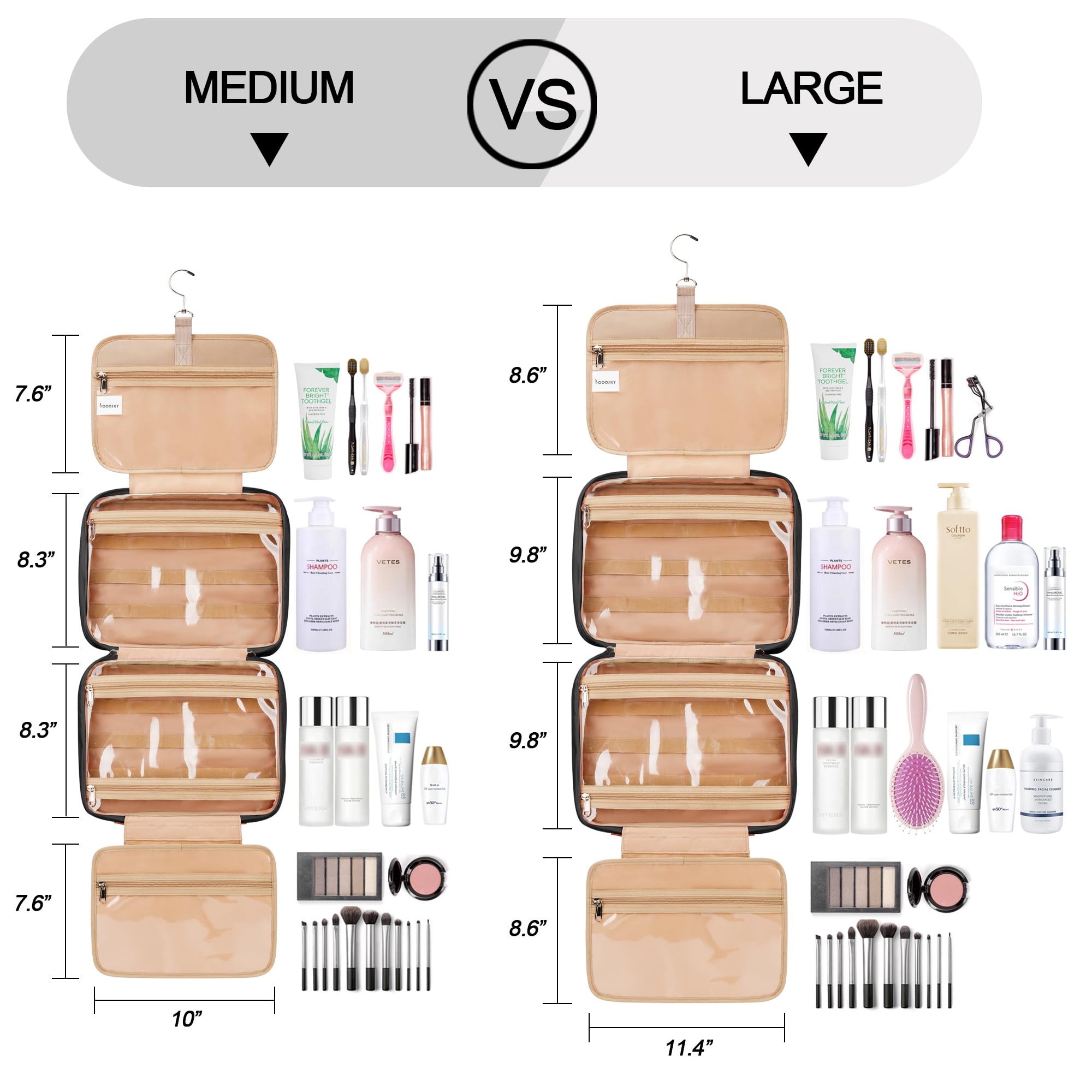 COOSKY bolsa de aseo colgante con gancho de 360 grados para colgar.