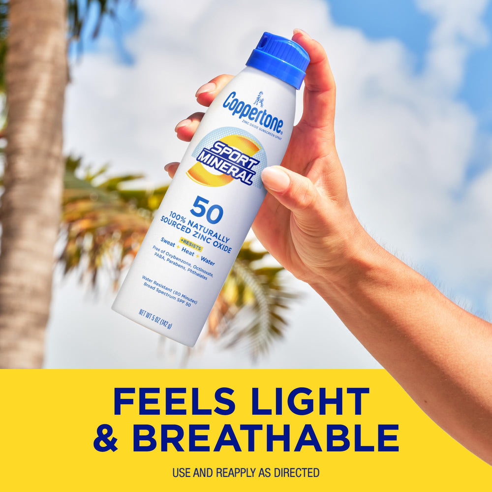 Envase de 5 oz de Coppertone Sport Mineral SPF 50 para llevar.