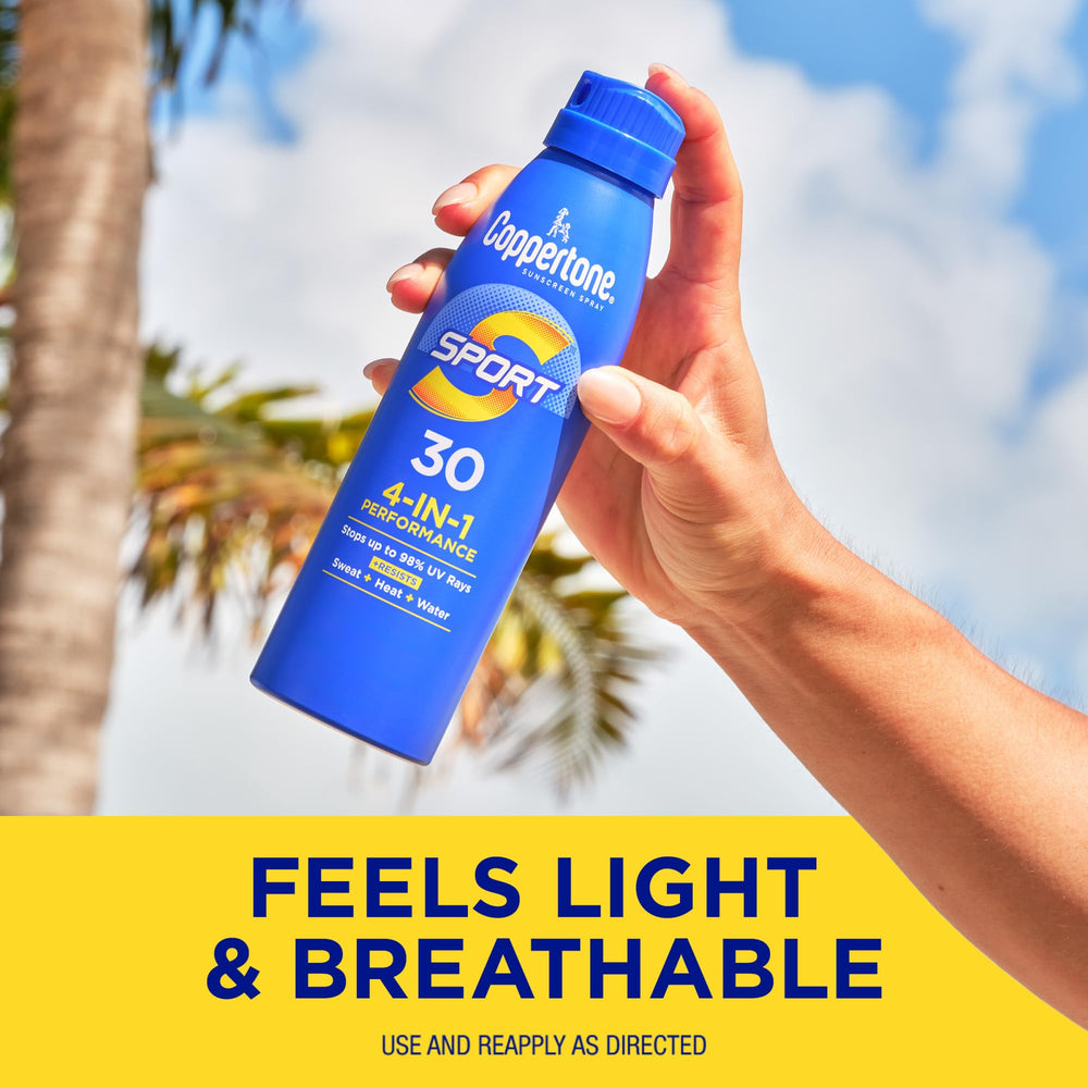 Coppertone Sport SPF 30, resistente al agua hasta 80 minutos.