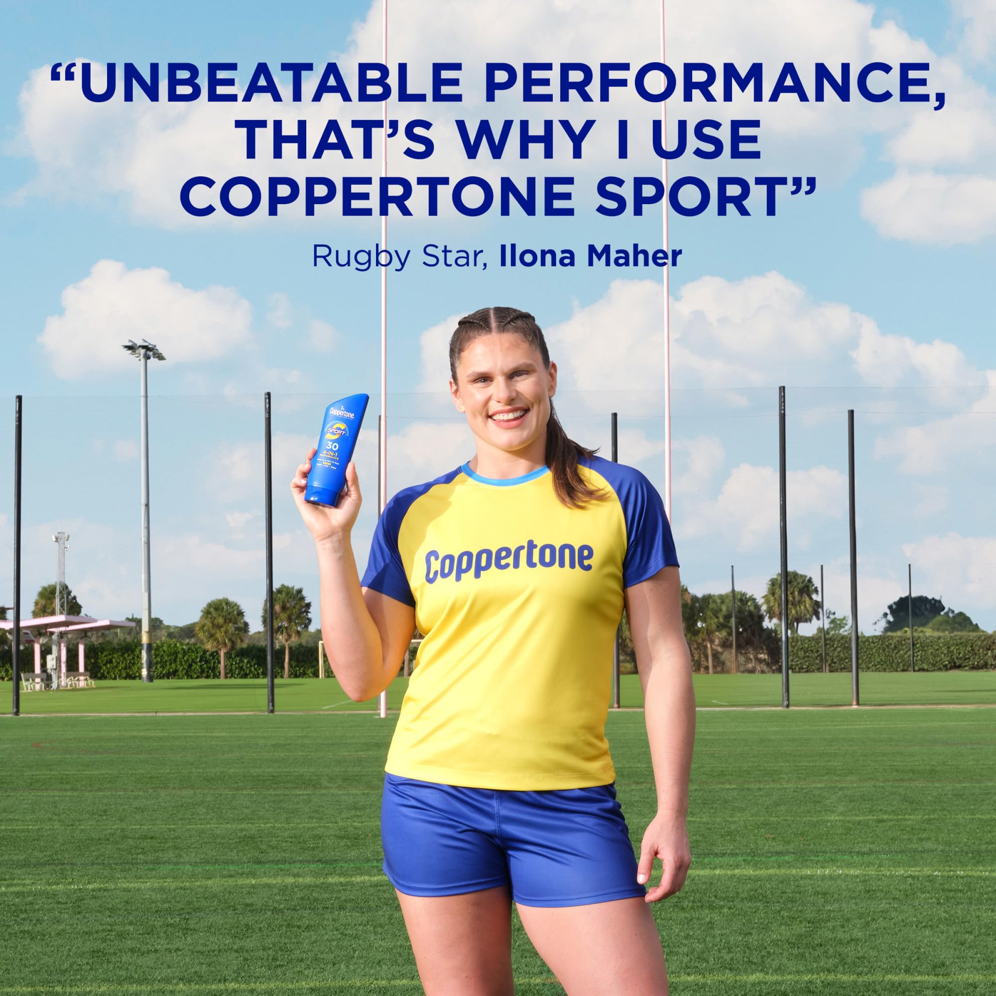 Coppertone SPORT textura cremosa facilita una aplicación suave y rápida antes de entrenar.