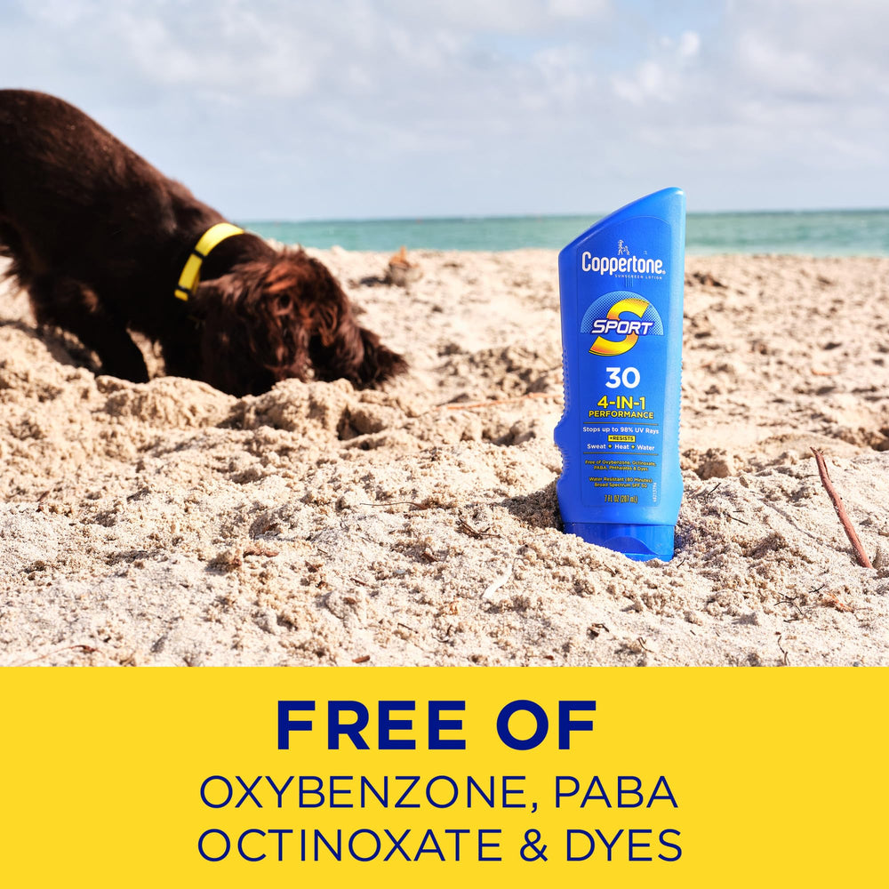 Coppertone SPORT envase de 7onzas fácil de llevar en bolso.