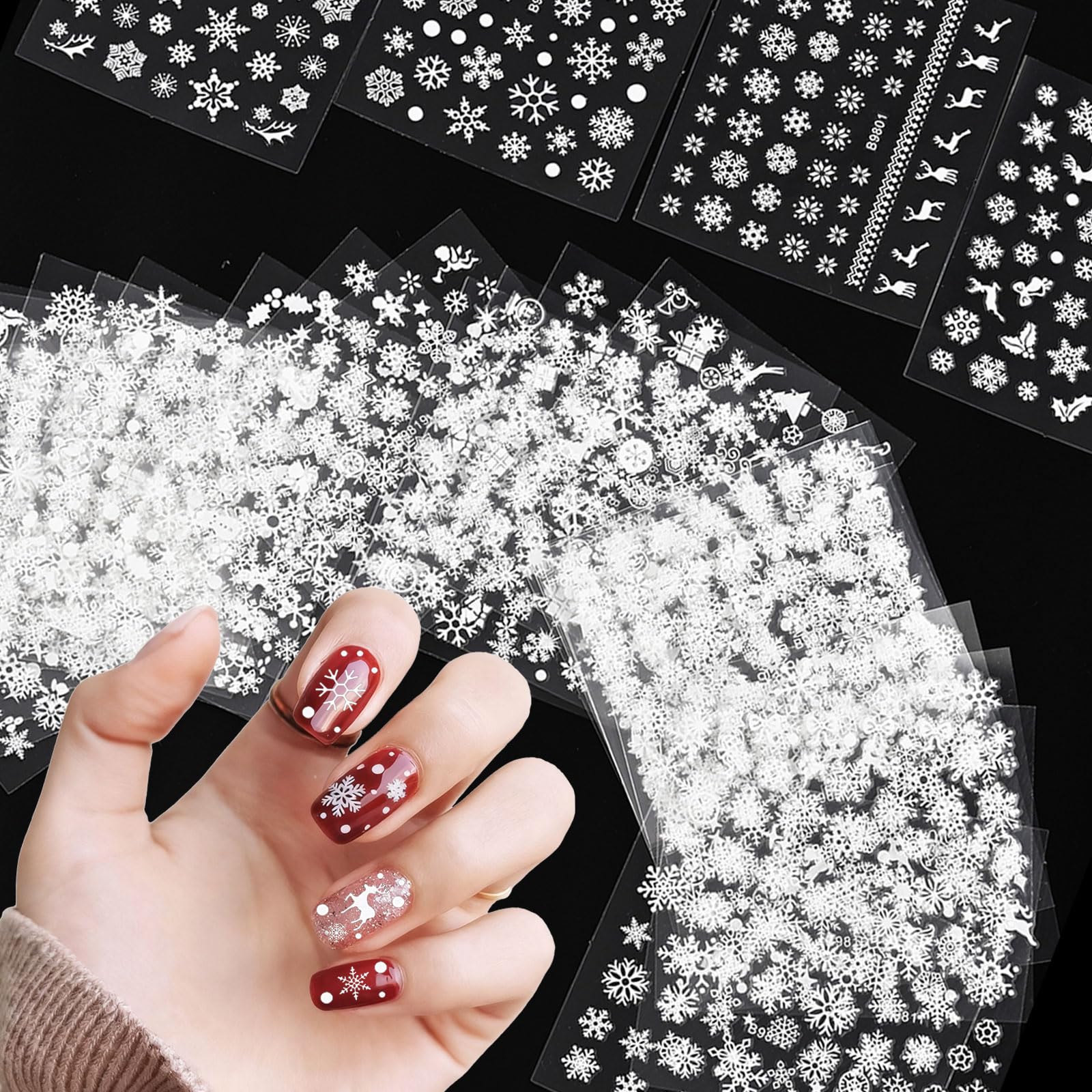 Corabsar copos nieve: pegatinas para uñas fáciles de aplicar y duraderas.