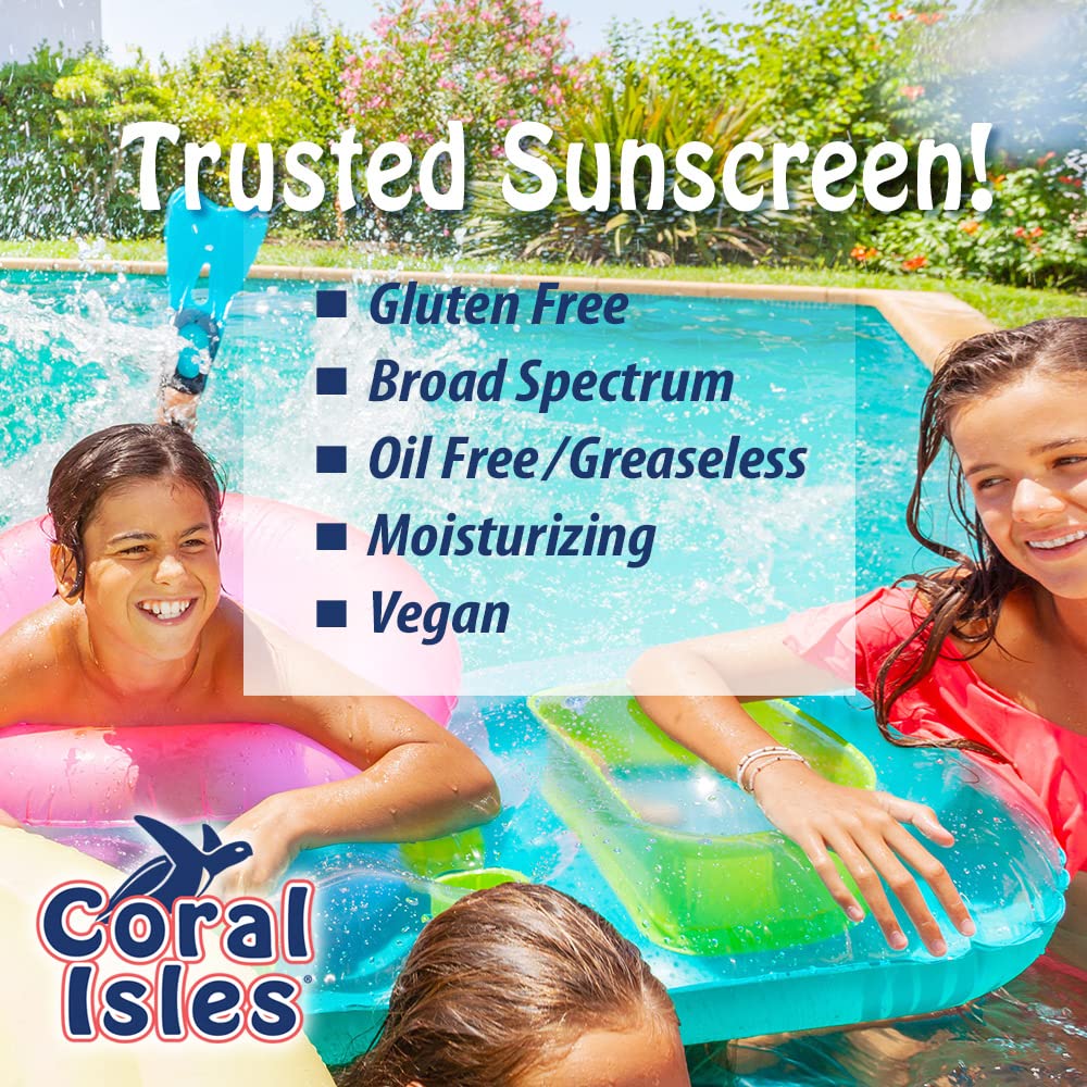 Coral Isles Sunscreen Spray SPF 50, textura ligera para piel sensible durante actividades