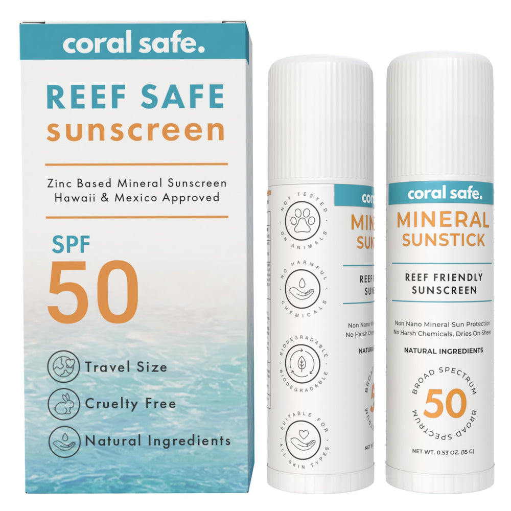 Coral Safe bâton solaire minéral reflétant les rayons UV tout en protégeant les océans.