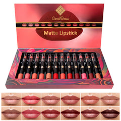 CoralBeau Matte Lipstick Set packaging and shade array for chic everyday looks.