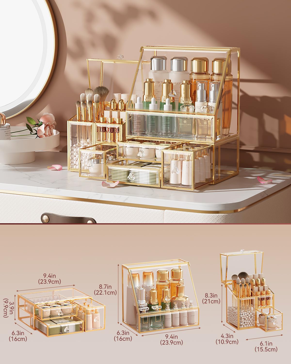 CoralHouse organizador-maquillaje caja-bano elegante y práctico