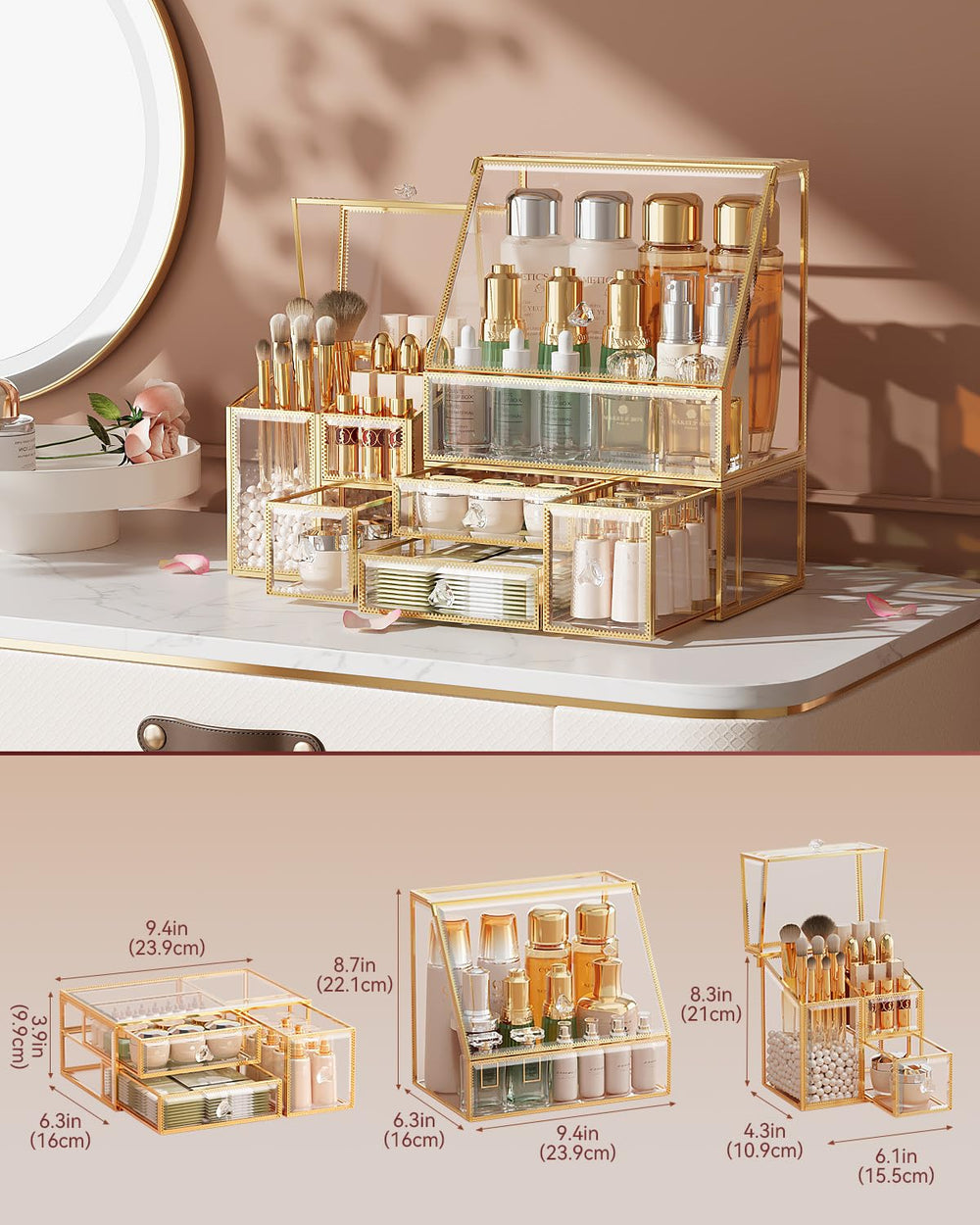 CoralHouse organizador-maquillaje caja-bano elegante y práctico