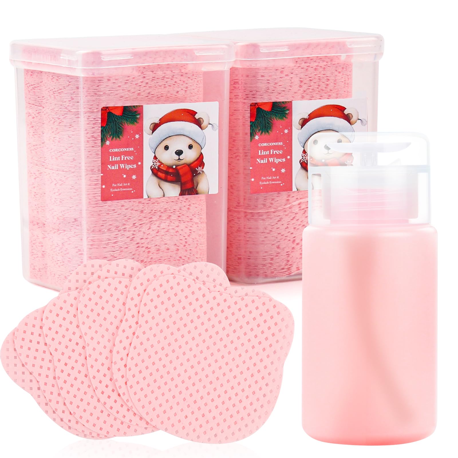Corconess toallitas uñas sin pelusa con dispensador, suaves y absorbentes para manicuras limpias.