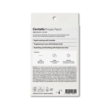 Envase con dos tallas Cordiale Centella para parches de acné.