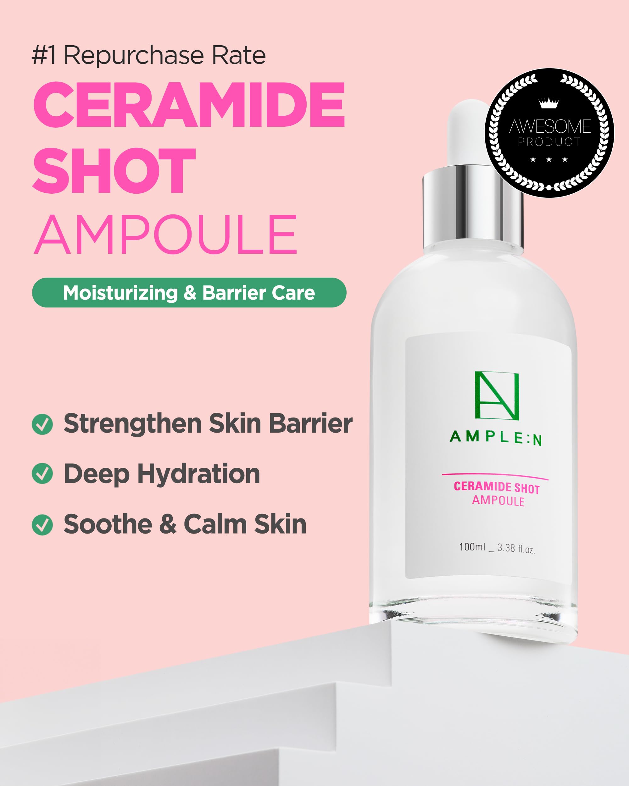 CORÉANA AMPLE:N Ampoule; complexe céramide revitalisant la barrière cutanée.