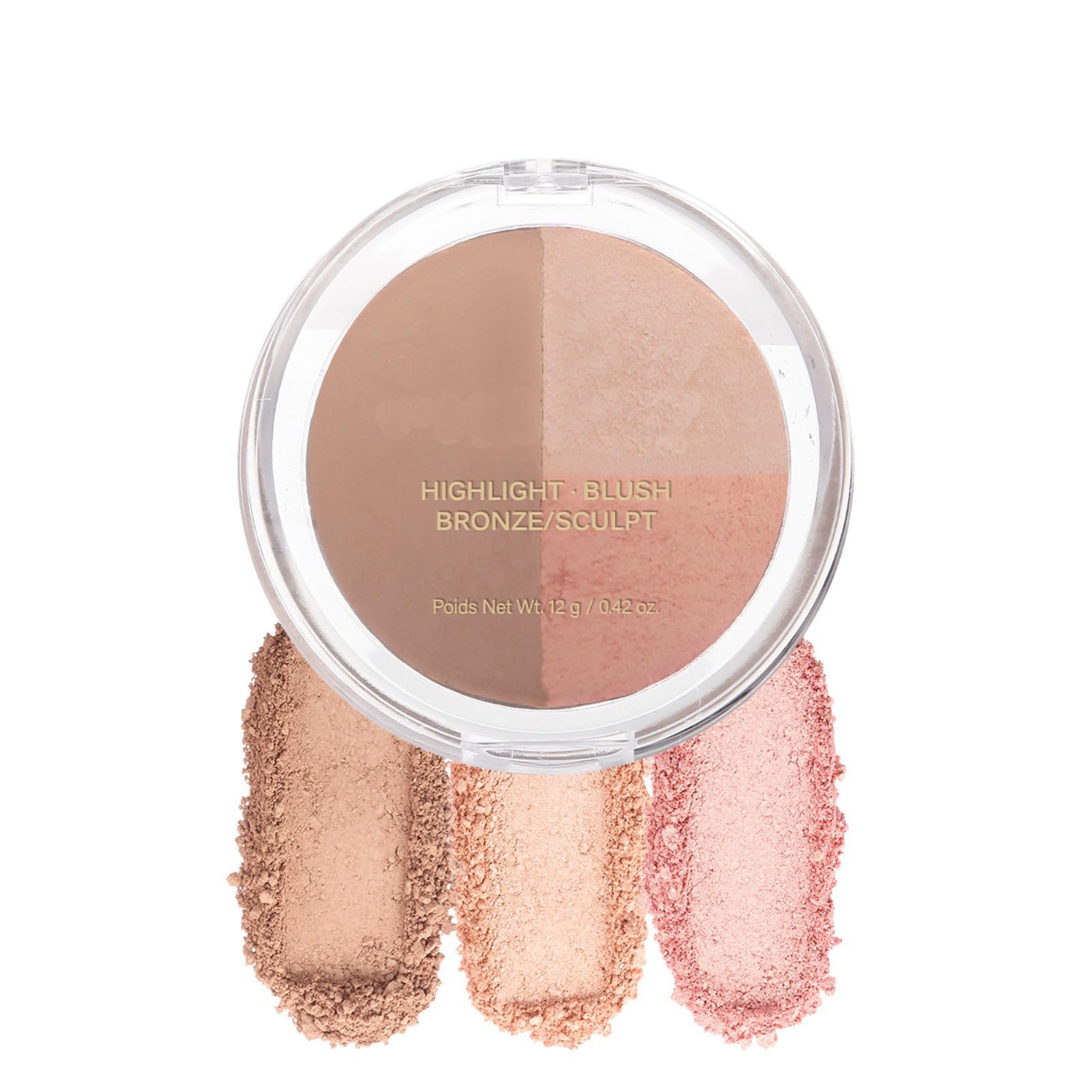 Corlo Paleta 3 en 1 blush iluminador bronce con acabado sedoso para rostro
