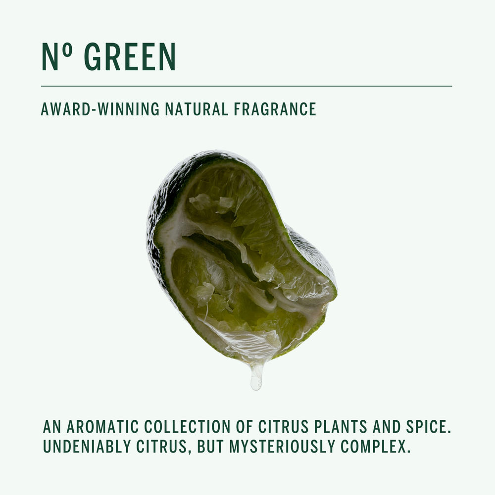 Corpus Nº Green: etiqueta de ingredientes naturales sin químicos agresivos.