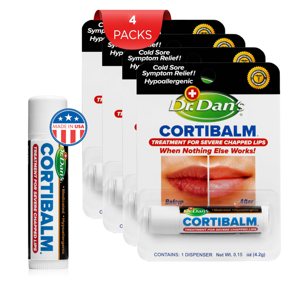 Cortibalm 1% hydrocortisone tube image showing targeted lip care