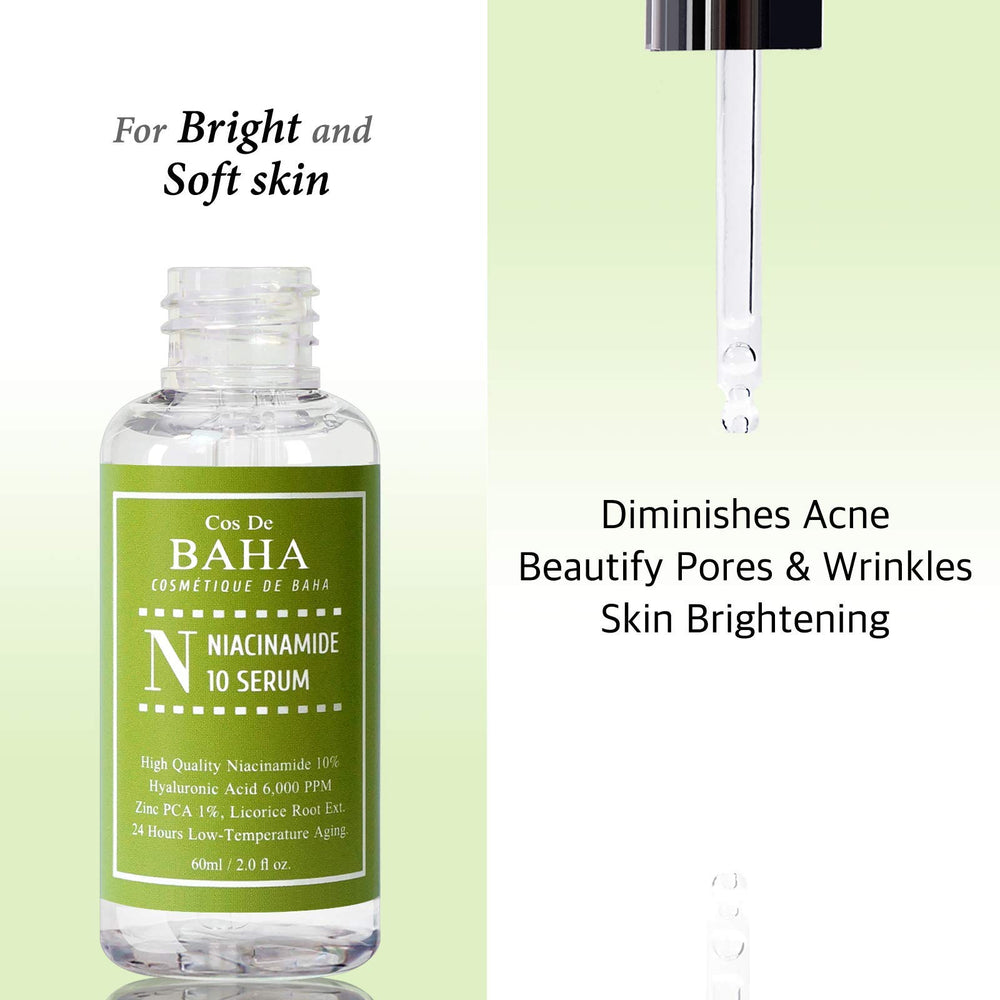 Cos De BAHA Niacinamida 10% Serum, aplicador para dosis precisas y limpia aplicación.