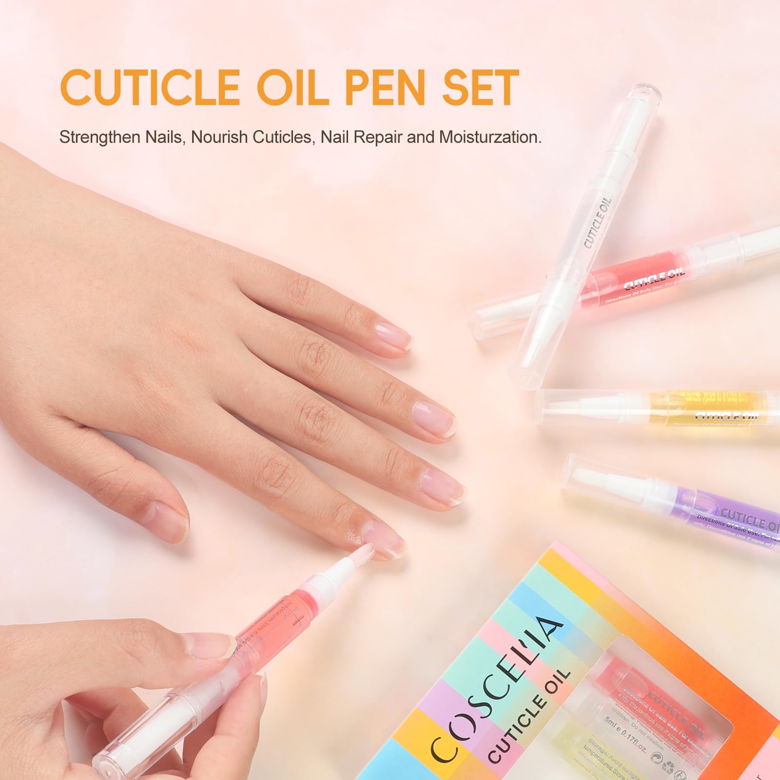 COSCELIA aceite nutritivo para uñas, aplicador práctico para nutrición de la cutícula