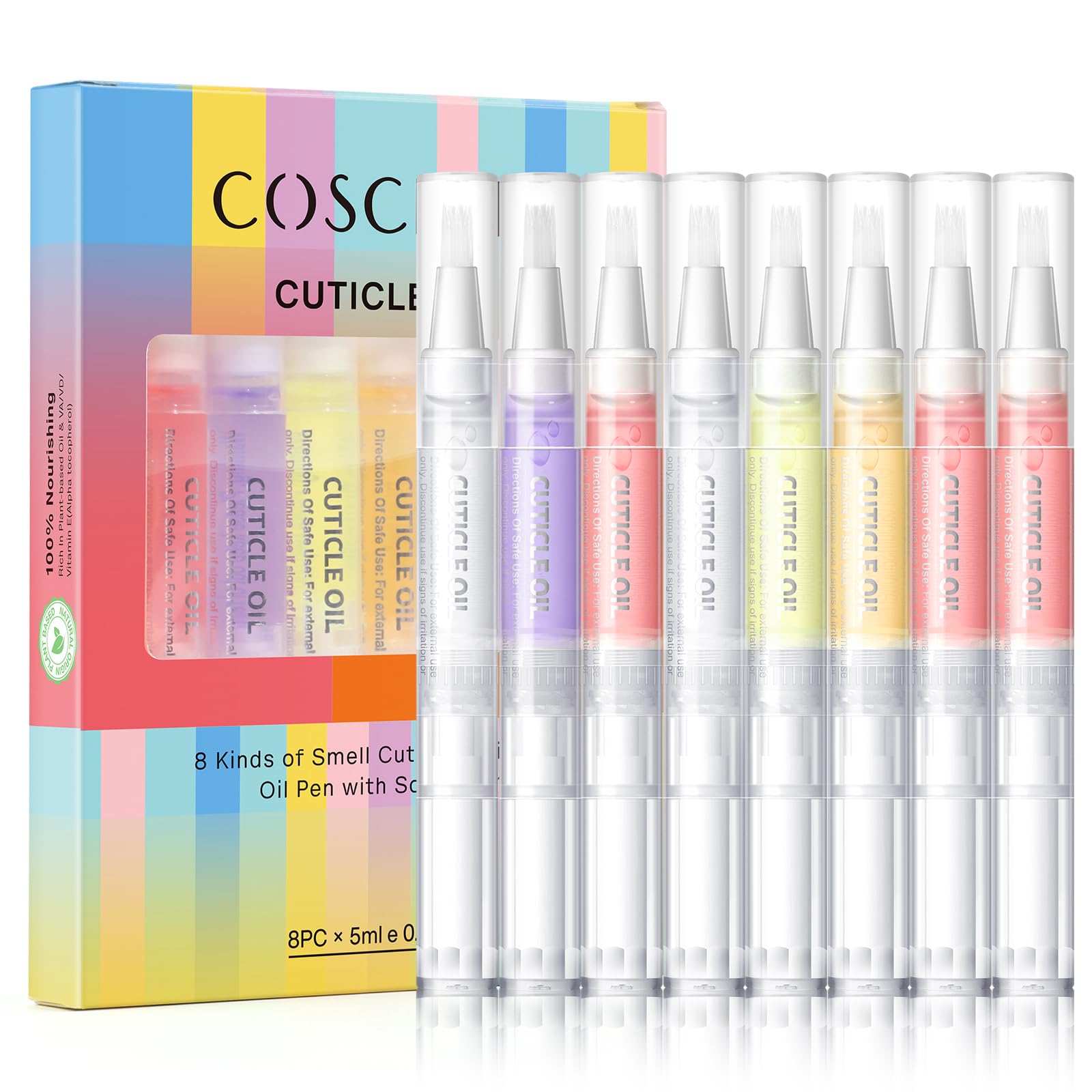 COSCELIA aplicador de aceite para cutículas con 8 aromas para hidratación diaria de uñas