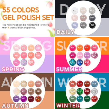 Coscelia colección 55 colores gel, opciones para uñas de todas las estaciones.