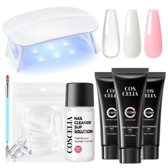 COSCELIA kit gel uñas con lámpara UV, vista frontal del conjunto.