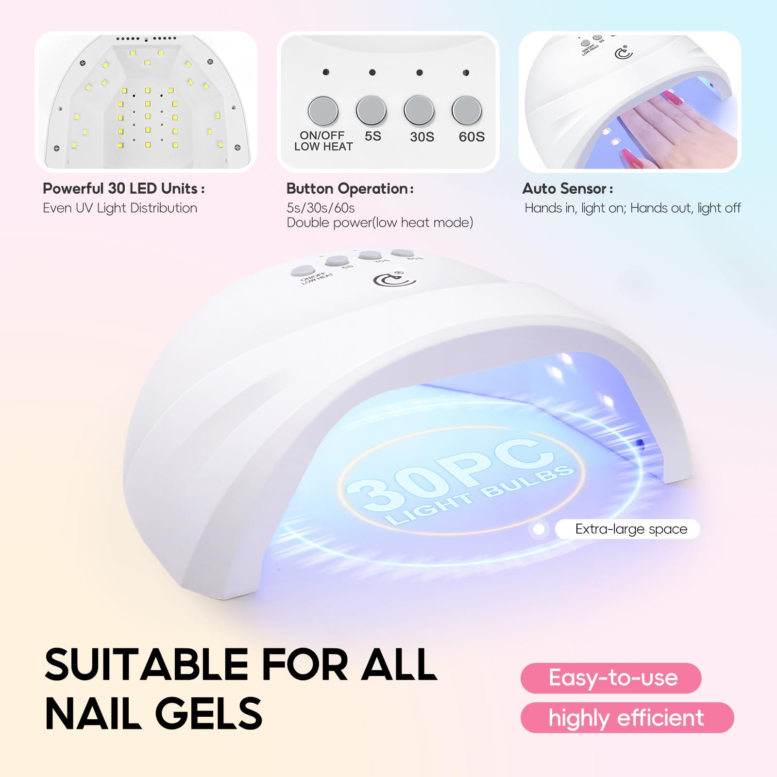 COSCELIA lámpara ultravioleta 6W para secado uniforme de gel de uñas
