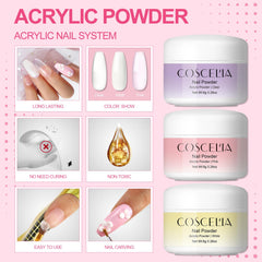 Coscelia poudre-acrylique transparente, base claire pour extensions nettes