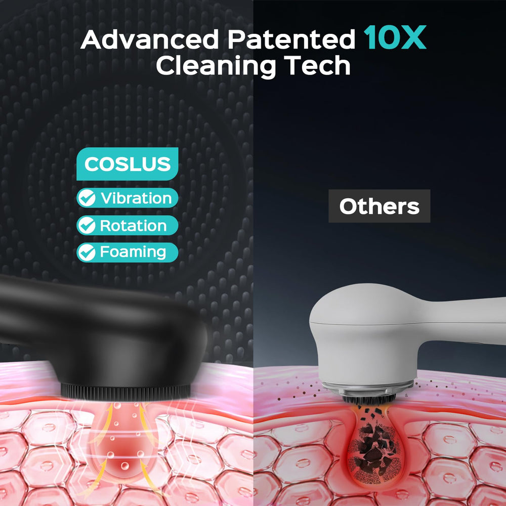 COSLUS brosse-visage étanche IPX7: usage sous douche sûr
