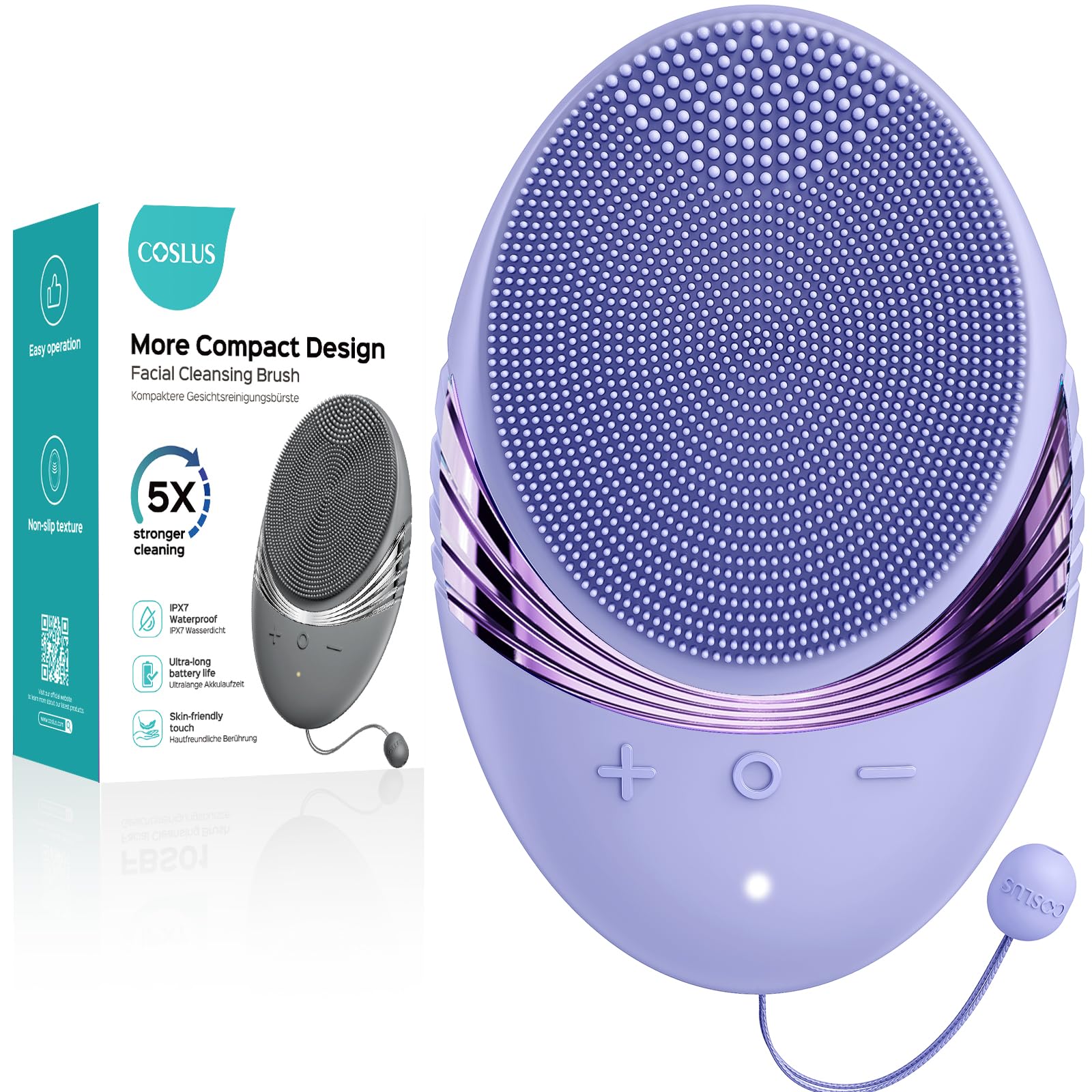 COSLUS cepillo facial de silicona para limpieza profunda de poros y piel suave.