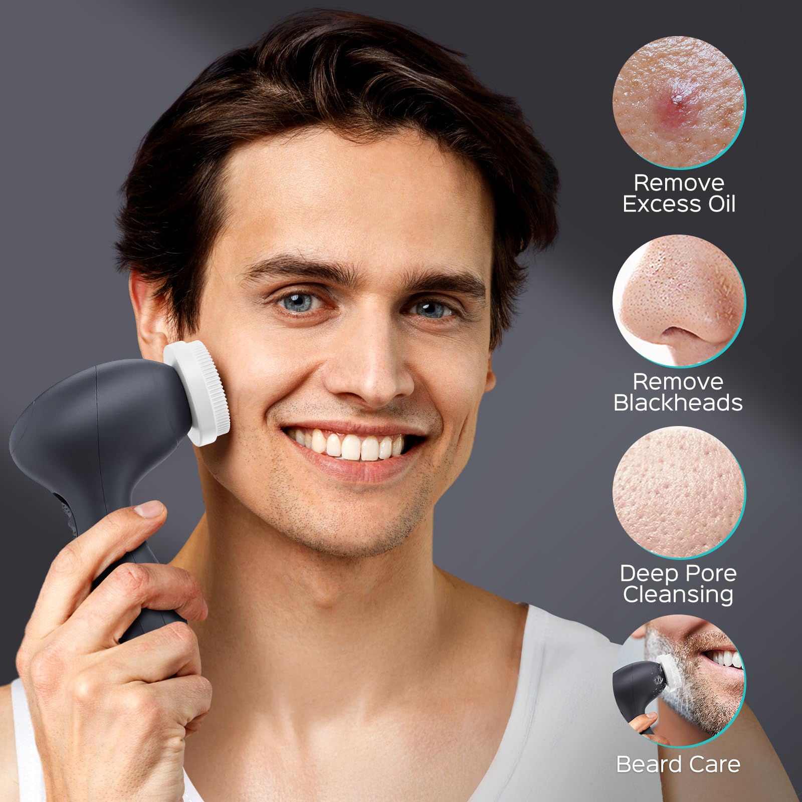 COSLUS cepillo para barba con limpieza profunda para vello facial.