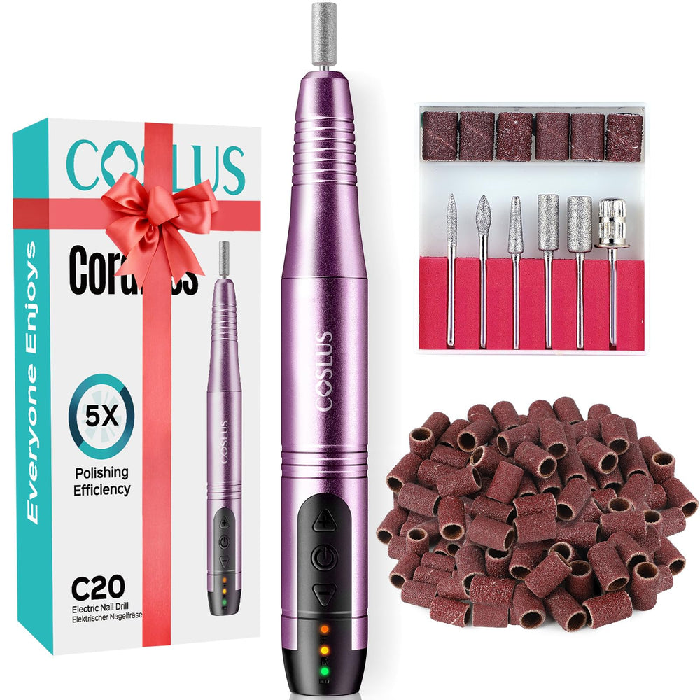 COSLUS fresa inalámbrica para uñas, precisión sin cables para manicura en casa.
