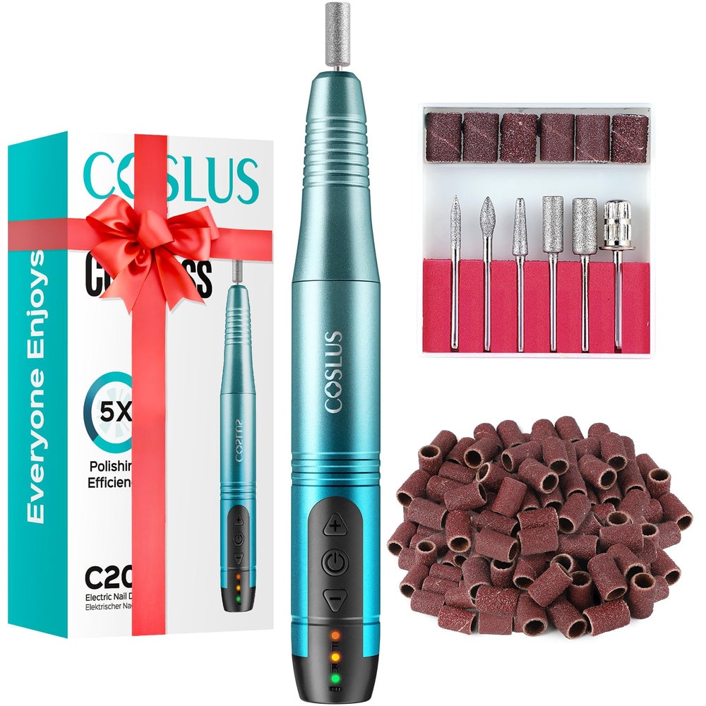 COSLUS lijadora de uñas inalámbrica en conjunto, ideal para sesiones de manicura.