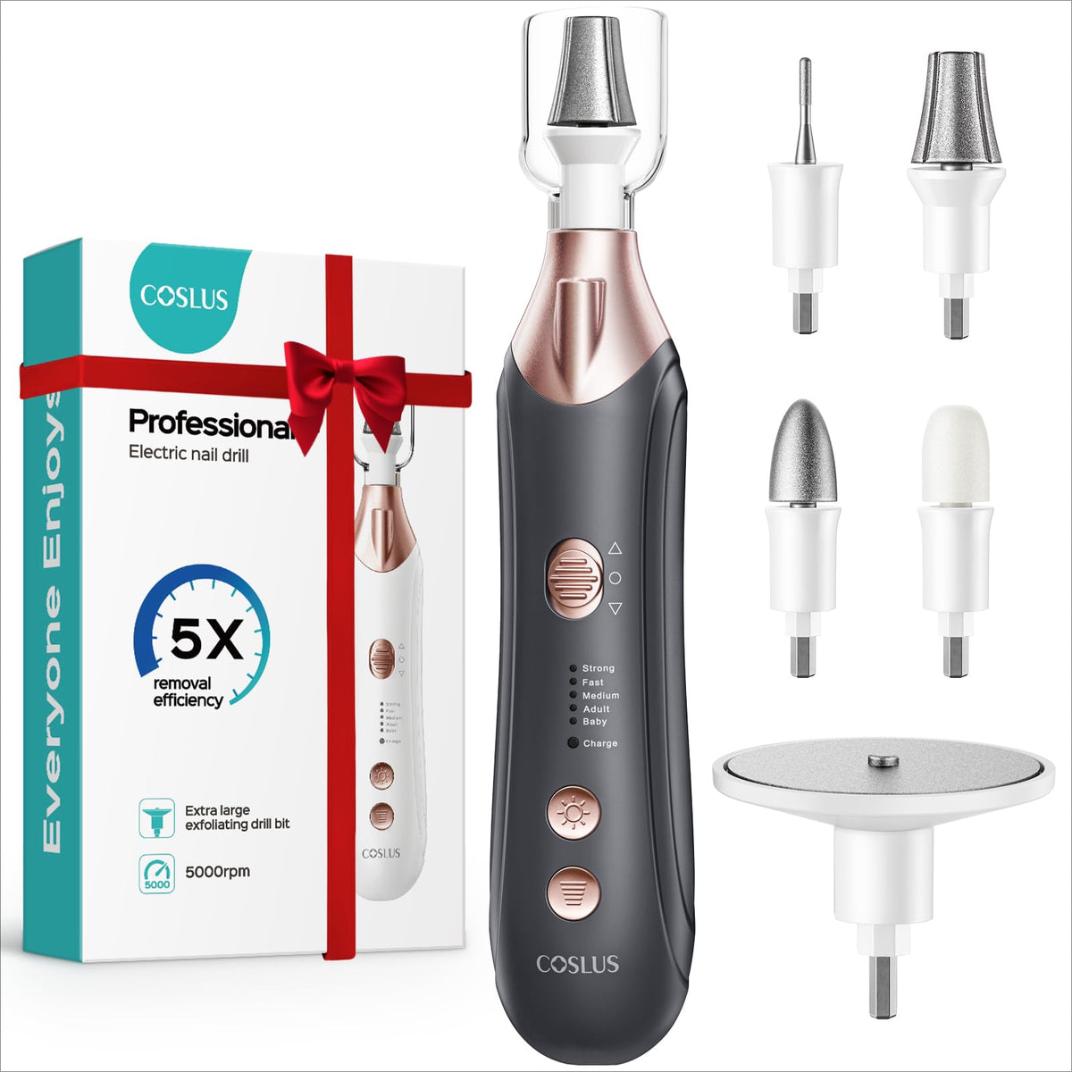 COSLUS: lima eléctrica para manicura y pedicura 5 en 1, uñas más lisas en casa.