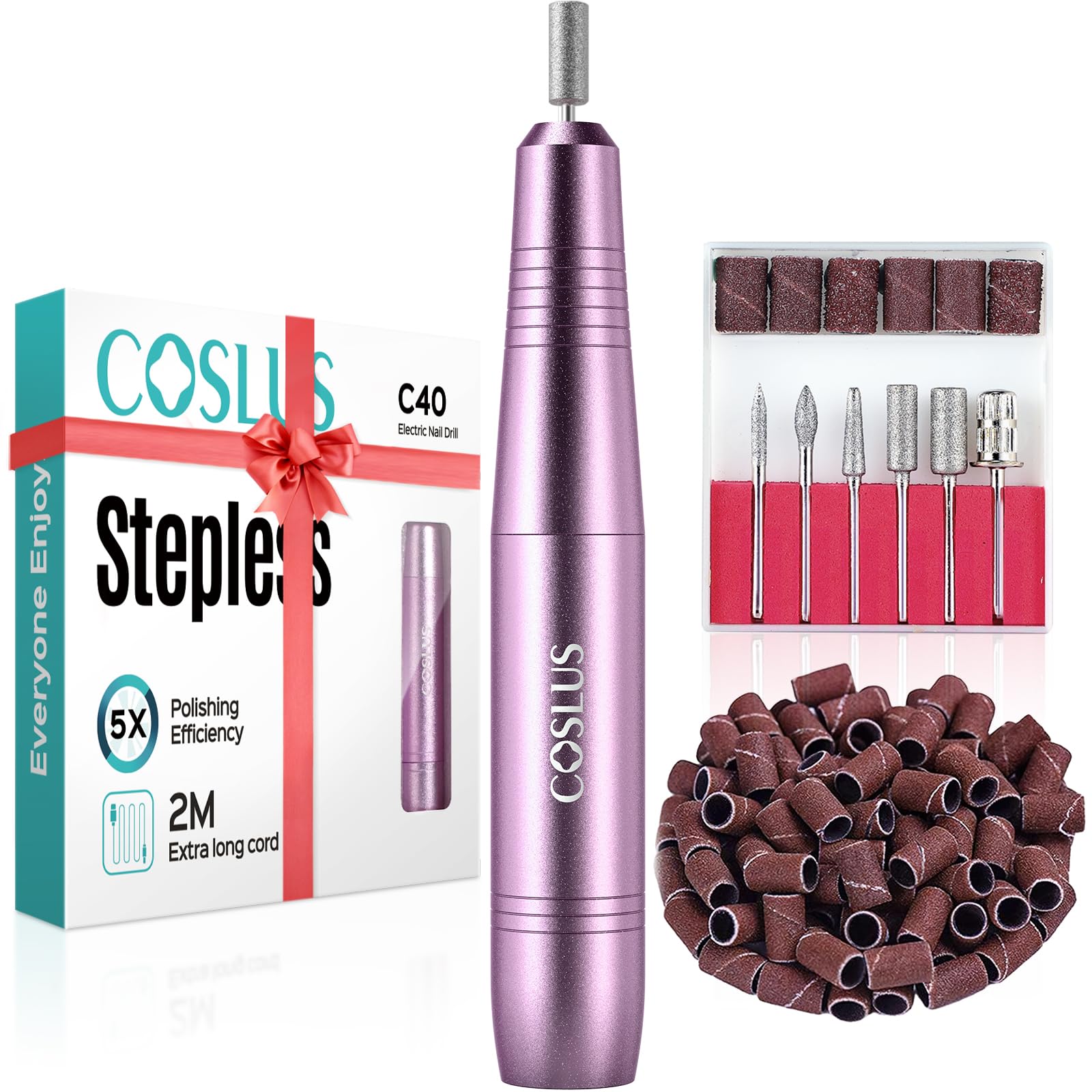 COSLUS Lima eléctrica portátil con motor potente para limar uñas con precisión.