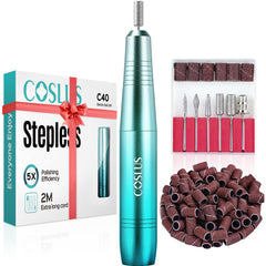 COSLUS Lima electrica uñas en mano, acabado suave para uñas naturales o artificiales.