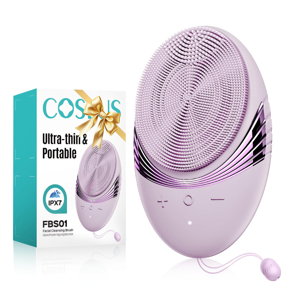 COSLUS cepillo facial de silicona rosa claro, limpieza suave para todo tipo de piel.