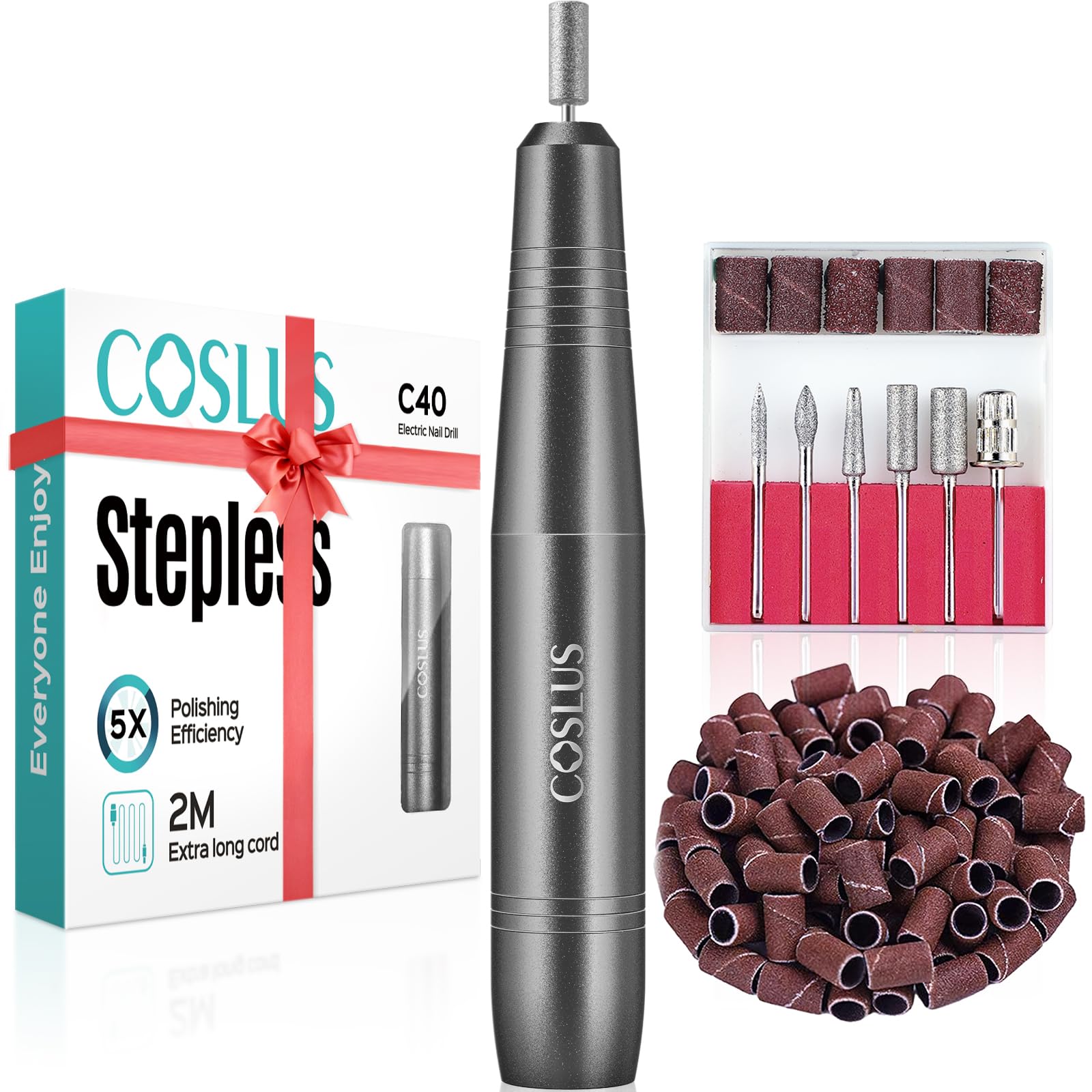 COSLUS taladro uñas eléctrico profesional, pulido suave para uñas acrílicas y gel