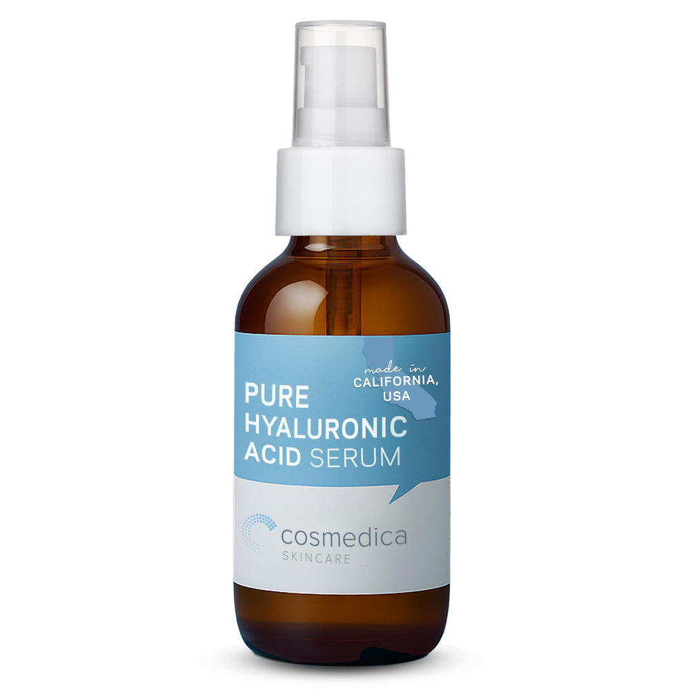 Cosmedica Skincare serum hialurónico en botella, hidratación profunda para la piel.