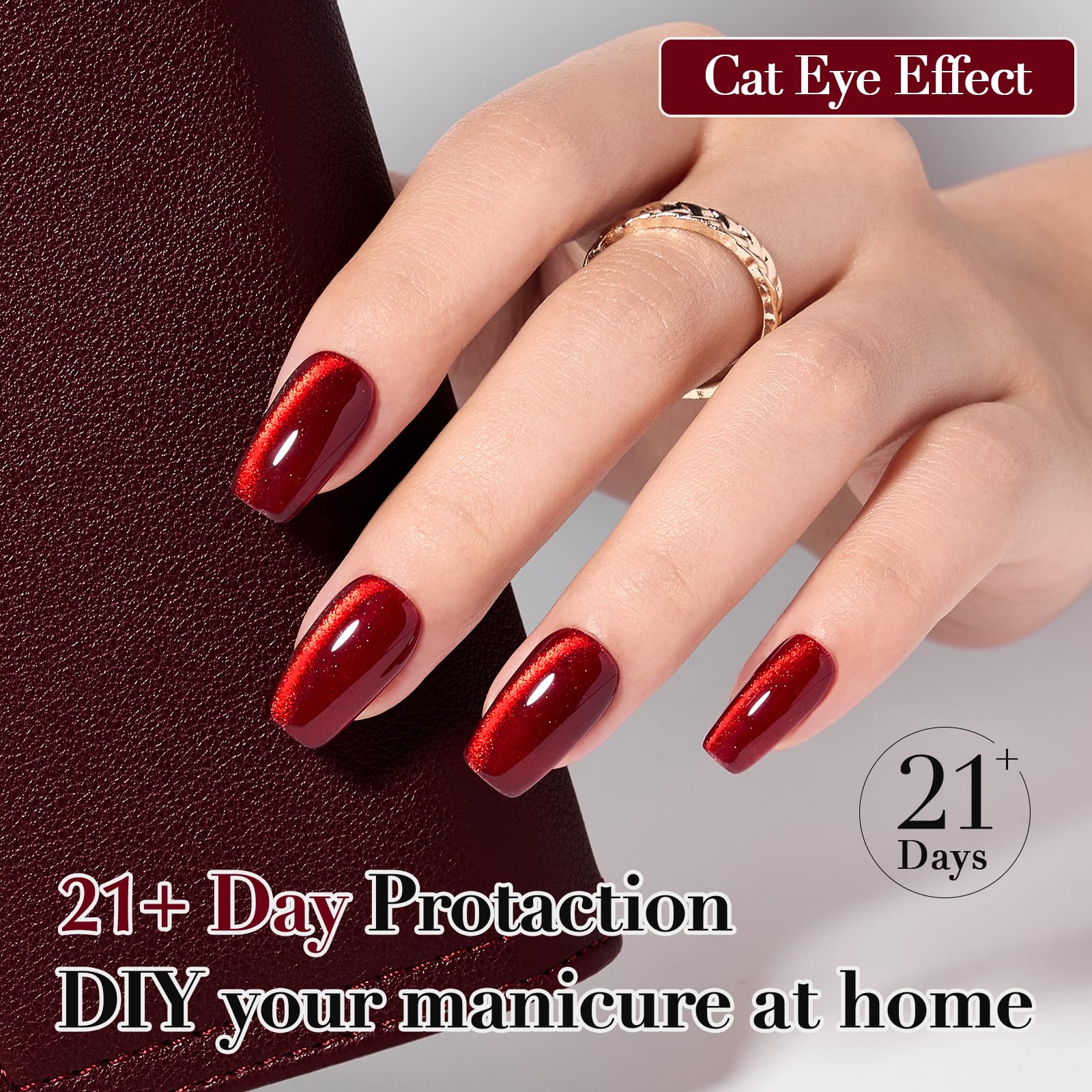 COSMOO esmalte gel ojo de gato rojo vino, perfecto para uso en casa.