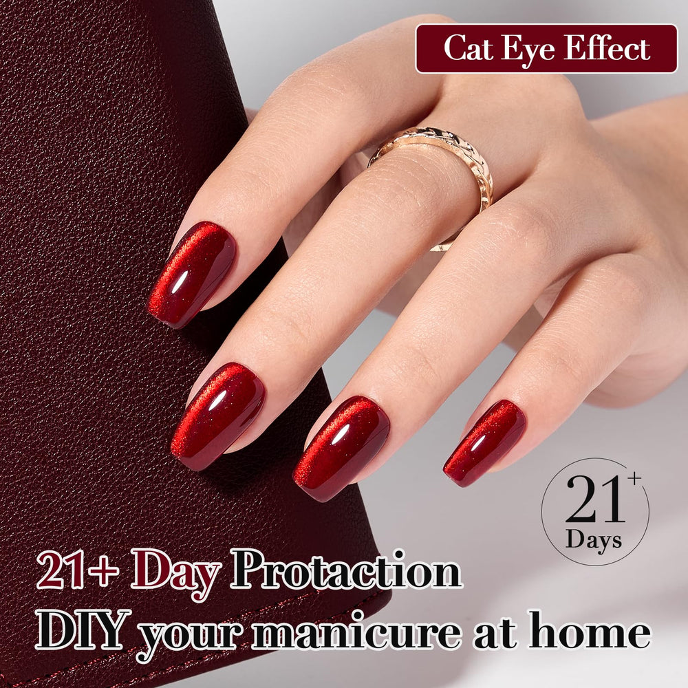 COSMOO esmalte gel ojo de gato rojo vino, perfecto para uso en casa.