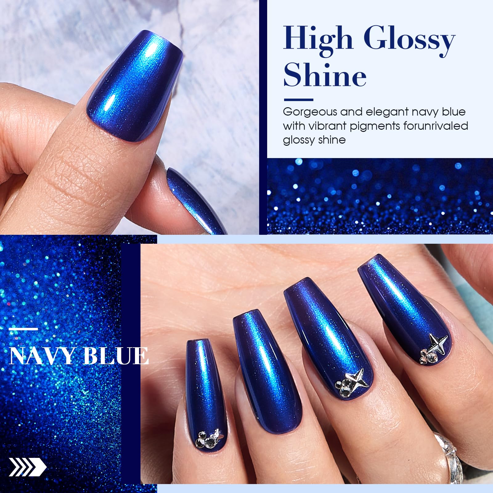 COSMOO Esmalte Royal Azul: aplicación suave con pincel para cobertura uniforme.