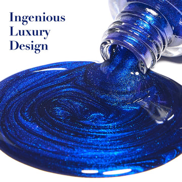 COSMOO Esmalte Royal Azul: muestra de uñas con capa base y top coat para mayor duración.
