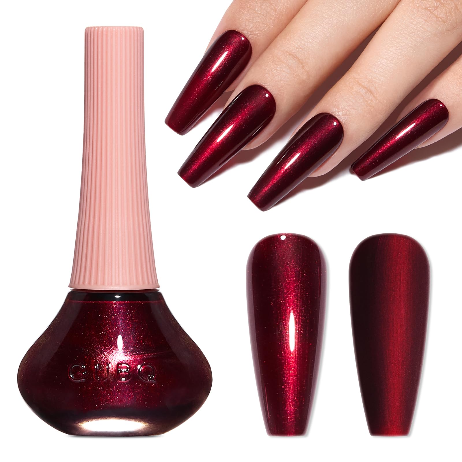 COSMOO Esmalte vino UltraChrome en botella con brillo intenso.
