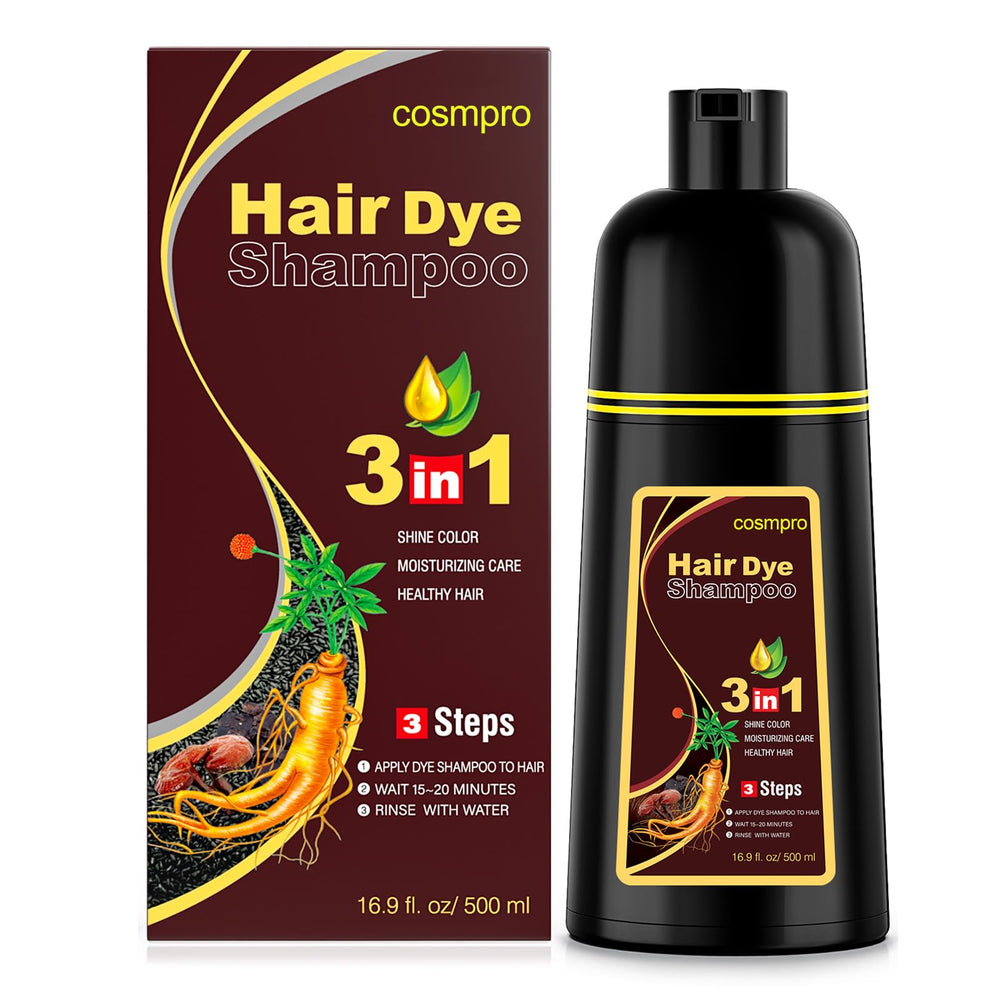 Cosmpro champú 3 en 1 para canas, botella de 500 ml, color café oscuro natural