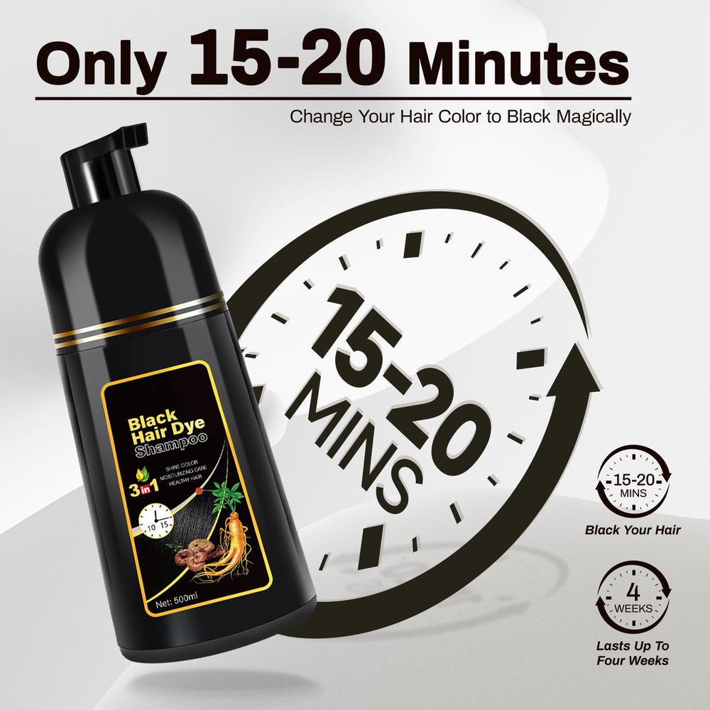 Cosmpro Champú: cabello con brillo natural y color negro suave.